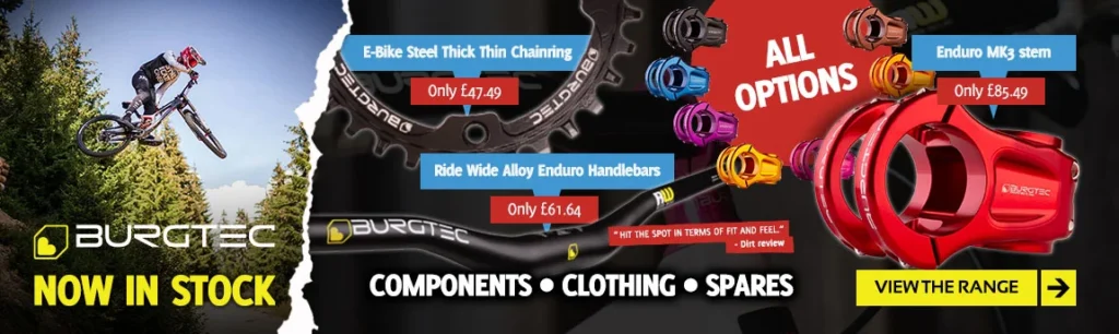 Burgtec cycle components now in stock. Website banner design by Gavin Stretch of Mode=Create.