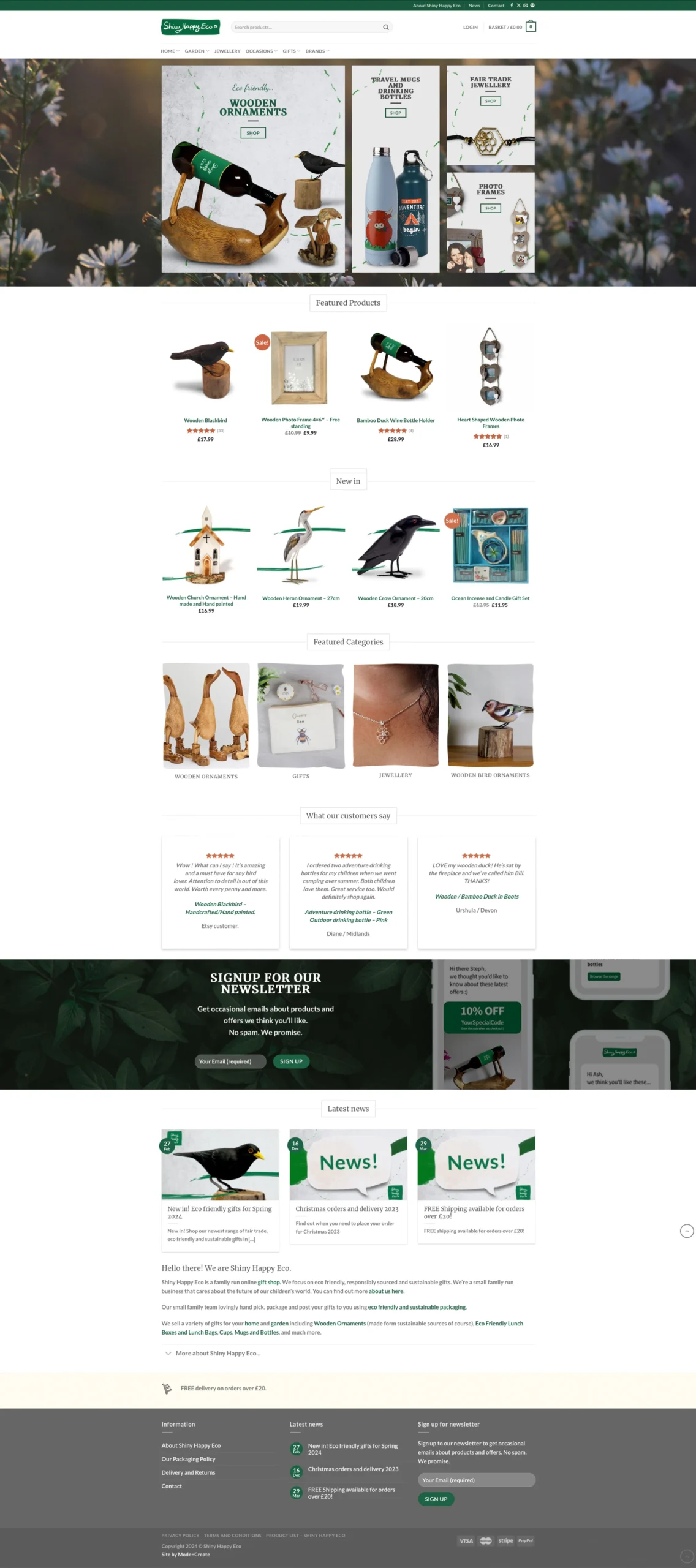 Shiny Happy Eco homepage design by Gavin Stretch of Mode=Create in full.
