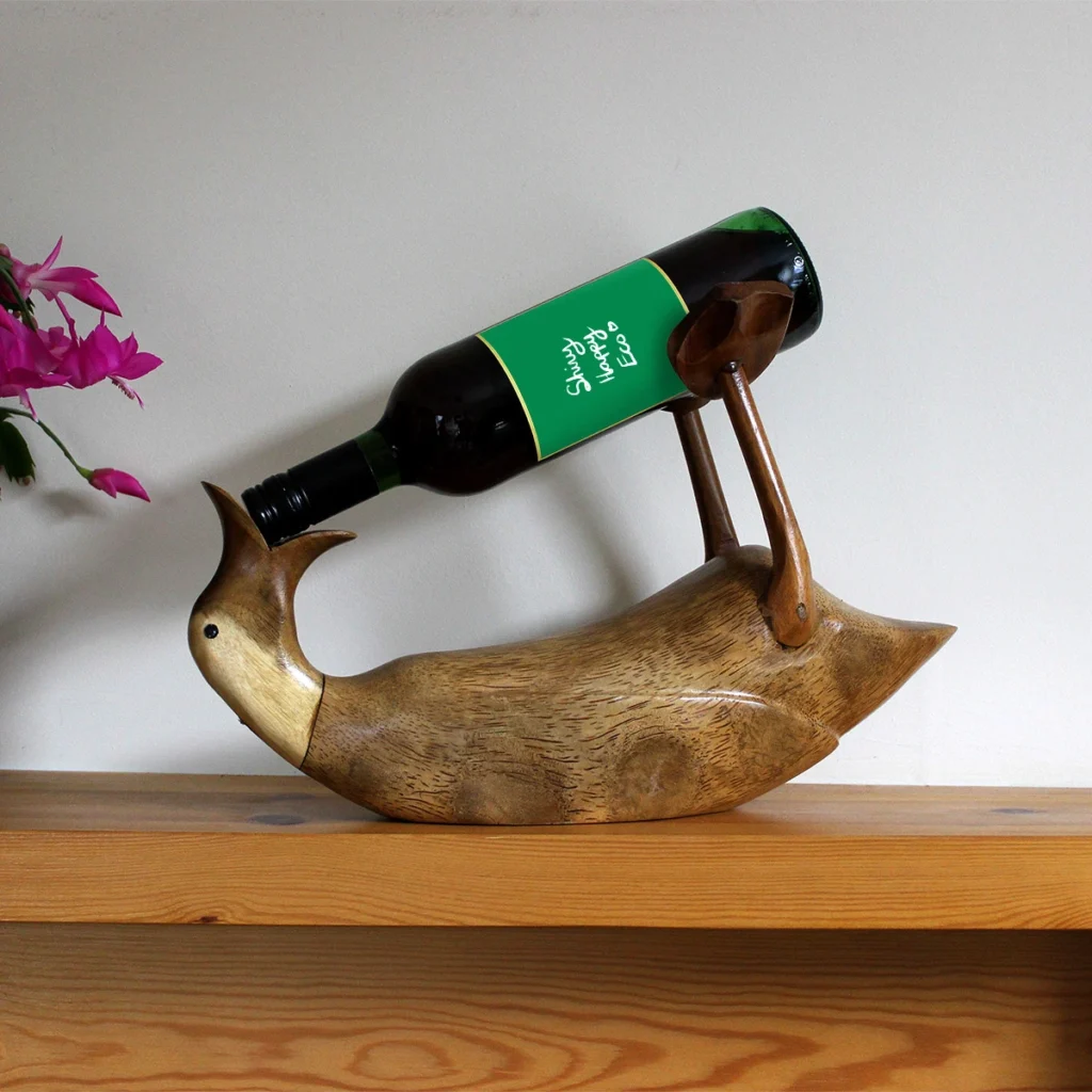 Duck wine bottle holder example product image for Shiny Happy Eco by Gavin Stretch of Mode=Create.