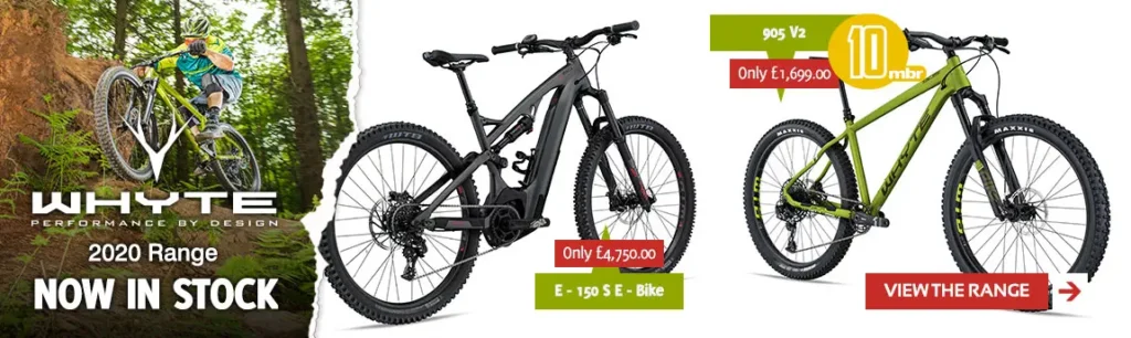 Whyte bikes in stock. Website banner design by Gavin Stretch of Mode=Create for a cycle retailer.